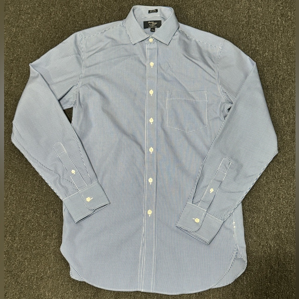 J. Crew Men's Thompson Wrinkle Free Long Sleeve Dress Shirt Size Small 14-14 1/2